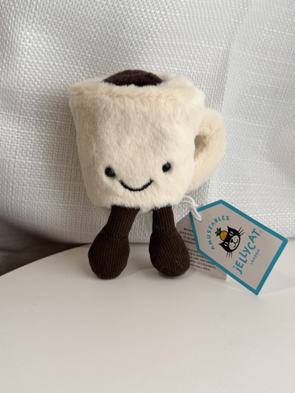 NWT Jellycat Plush Hot Espresso Mug - Cream & Brown
